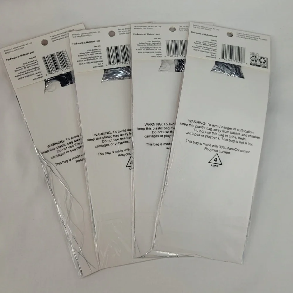 Holiday Time Silver Tinsel Icicles 4 Pack 1000 Count Each Christmas Decor New